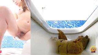 Nasty slim sexy Japanese lady shitting