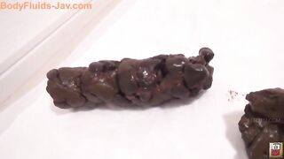 Hot hairy Japanese babe and poop on the floor