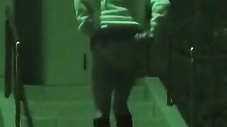 Drunk girl shitting at the stairs