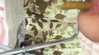 Soft creamy shit on portable toilet