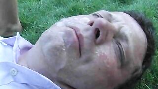 Two hot bitches pisses together on a slave