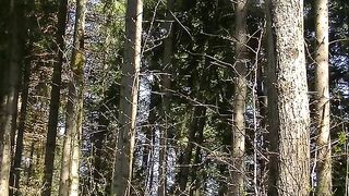 Babe almost caught shitting in the forest