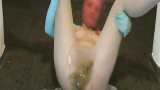 Amateur teen did a real mess in brown pantyhose