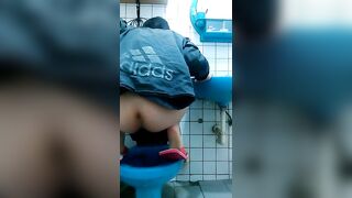 Asian girl pooping and squatting show