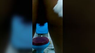 Asian girl pooping and squatting show