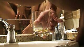 Bathroom own pee drinking