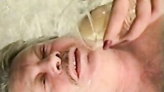 Bavarian Mistress plays with her slave and shit