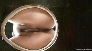 Hairy hot Asian slut shitting