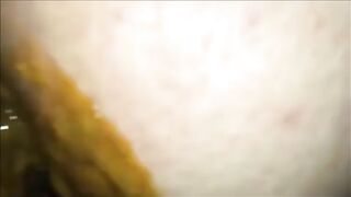 Cheeky big ass mature lady shitting