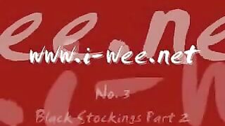 Black Stockings babe masturbates while pissing