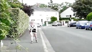 Blonde mature shitting in public