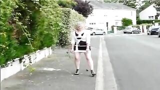 Blonde mature shitting in public