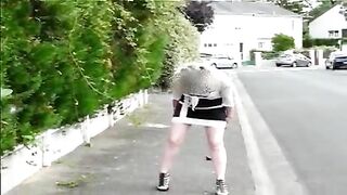 Blonde mature shitting in public