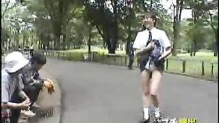 Crazy Japanese chick pissing in public