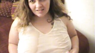 Dirty Dee gets her huge boobs covered in pee