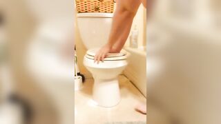 Lovely chubby ass shitting in the toilet