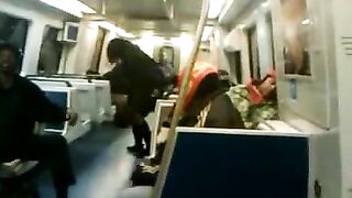 Drunk Asian whore pisses in the metro