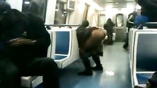 Drunk Asian whore pisses in the metro