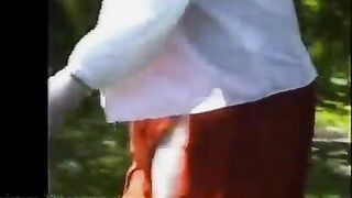 Naughty Elizabeth piss in the forest