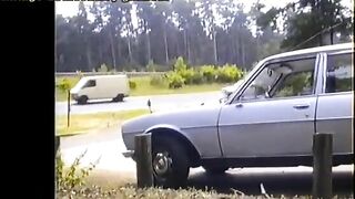 Elizabeth pissing on the road