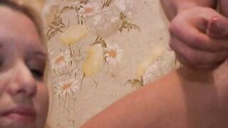 Pretty blonde licking cock and drinking pee