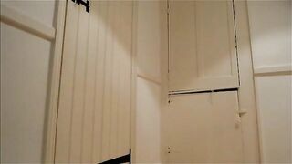 Girl poops in standing pose