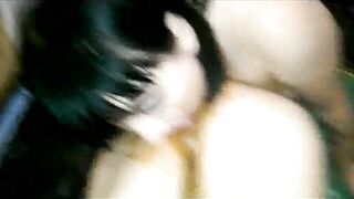Busty brunette and her horny girlfriend enjoying threesome scat fuck