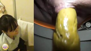 Hidden camera voyeur Asian girl caught pooping