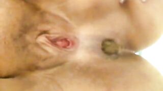 Hot MILF shitting close up