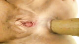 Hot MILF shitting close up