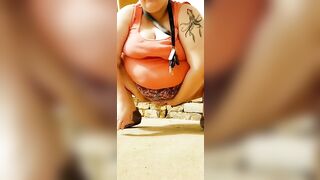 Lovely bbw showing her fat pussy and pissing
