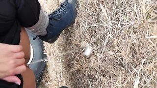 Mika pissing in the barn