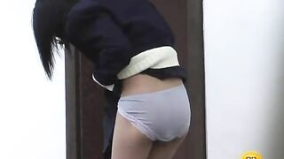 Lovely amateur brunette lady panty shitting play