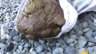 Lovely amateur brunette lady panty shitting play