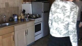 Perverted housewife in boots gets pissed