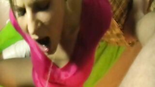 Pretty blonde girlfriend gets pee in her mouth