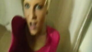 Pretty blonde girlfriend gets pee in her mouth