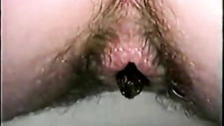 Hairy hot shitty lady dropping shit and pee