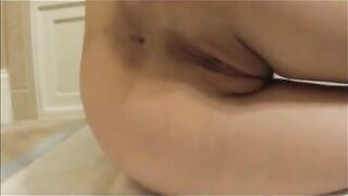 Nice shaved fat pussy girl showing her shit