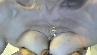 Nasty nerd milf sicking dirty dildo