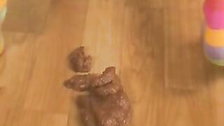 Messy shit on the floor from sexy blonde
