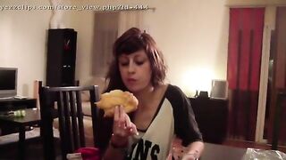 Spanish girl pooping on her horny slave