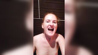 Nasty redhead swallow own shit