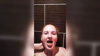 Nasty redhead swallow own shit