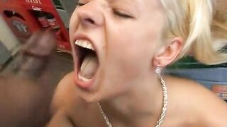 Slut drinking from black guy