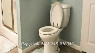 Sweet busty girl masturbates and shits in toilet