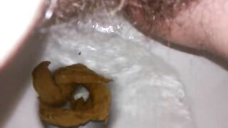 Hairy wife poop closeup
