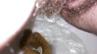 Hairy wife poop closeup