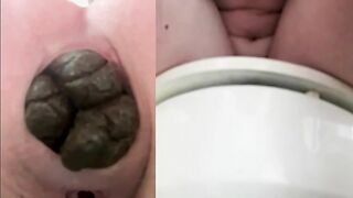 White cake and brownies poop closeup