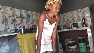 African villager girl dropping shit